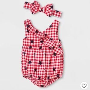Newborn 4th of July Romper and Headband